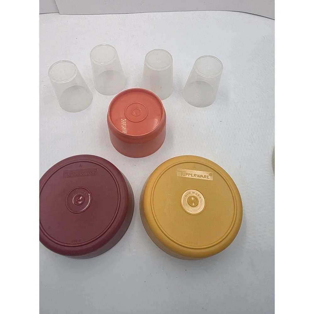VTG Tupperware Canister Bowl Cup Lot 7 Pc Pastel Harvest Storage Containers Lids